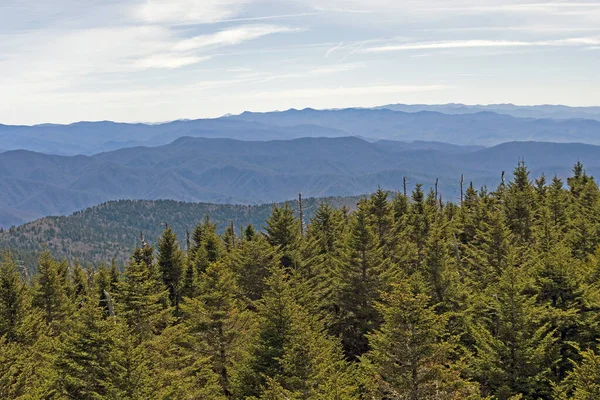Hazy Mountain Ridges Smoky Mountains Clingmans Dome North Carolina — Zdjęcie stockowe