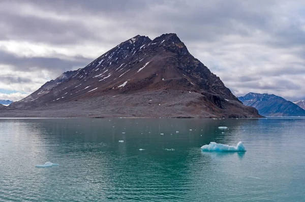 Jałowa Skała Lodowate Wody Lilliehookfjorden Wyspach Svalbard Norwegii — Zdjęcie stockowe