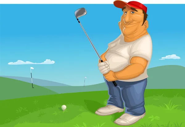 Векторні ілюстрації чоловіка, який грає в гольф — стоковий вектор