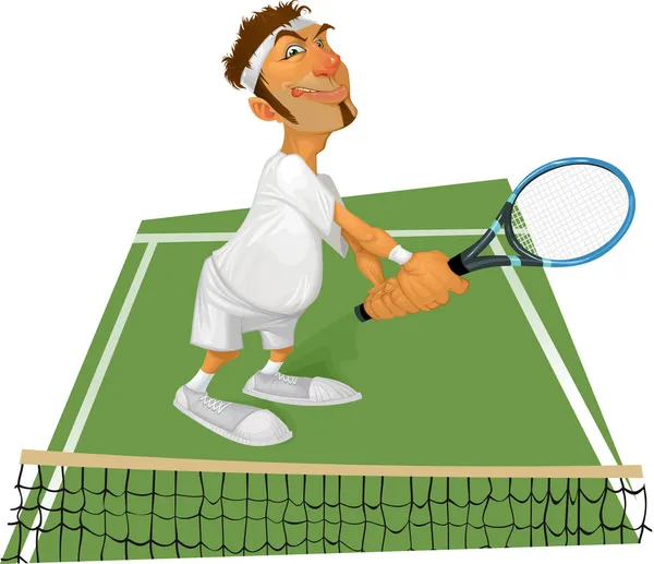 Joueur de tennis sur le terrain — Image vectorielle