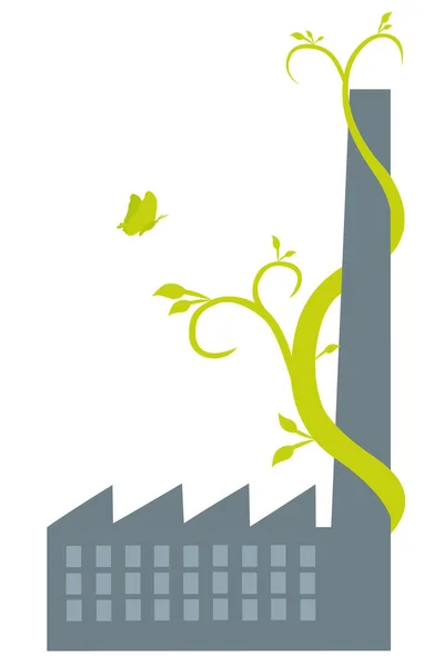 Sürdürülebilirlik geliştirme, ekoloji dostu, yeşil ve yeşil endüstri iş konsepti. Yeşil dallarla inşa edin. Vektör illüstrasyonu.