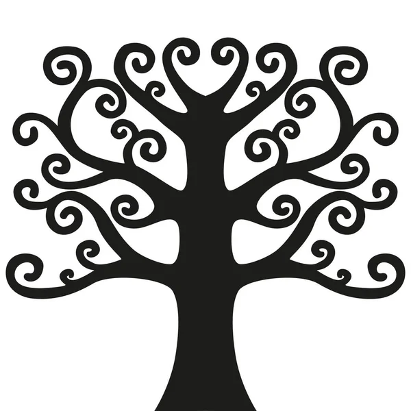 Árbol Celta Con Arabescos Logo Silhouette Logo Místico Ilustración Vectorial — Archivo Imágenes Vectoriales