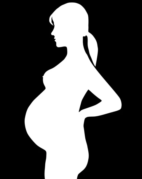 La silhouette della donna incinta . — Vettoriale Stock