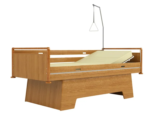 Деревянная передвижная больничная кровать — стоковое фото