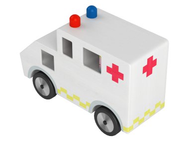 ahşap oyuncak ambulans