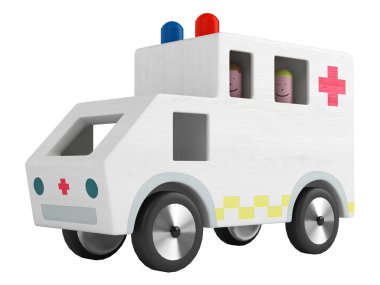 ahşap oyuncak ambulans