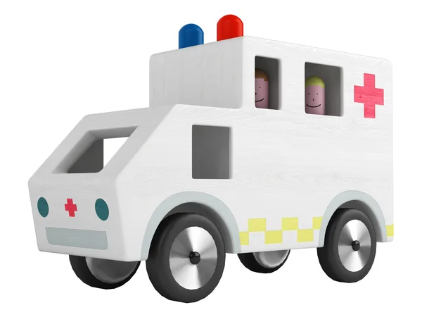 Wooden toy ambulance — Stock Photo, Image