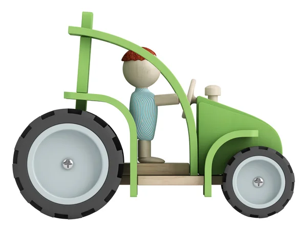 Zabawka rolnik z jego ciągnik — Zdjęcie stockowe
