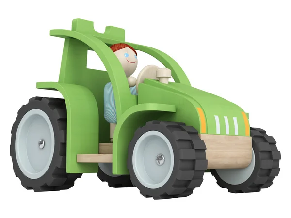 Spielzeugbauer mit seinem Traktor — Stockfoto