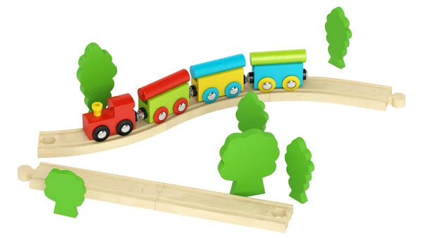 Colourful wooden model train — Stock Photo, Image