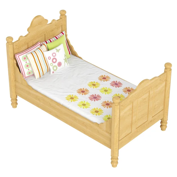 Двуспальная кровать Wooden — стоковое фото
