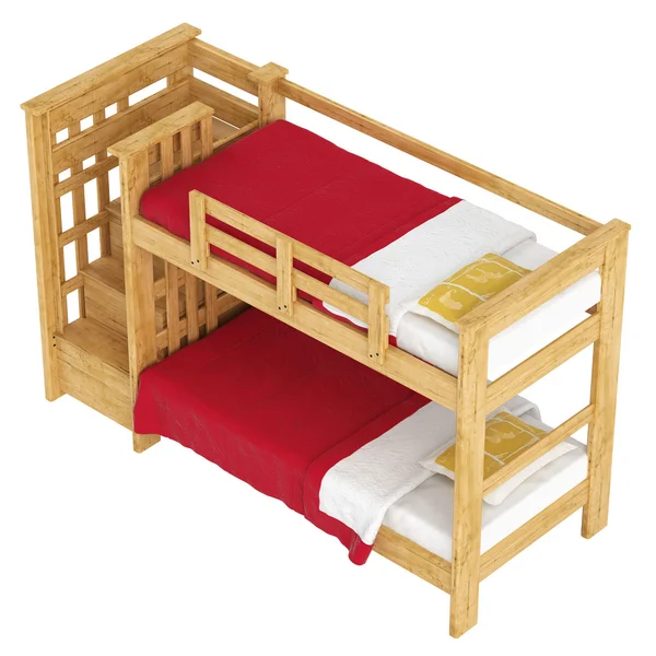 Houten dubbele bunk bed — Stockfoto