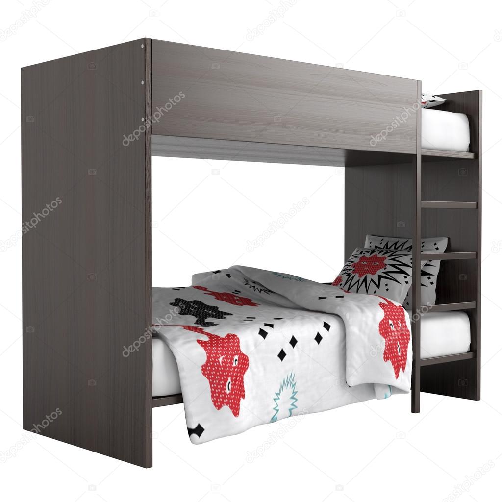 Modern bunk bed with bedding