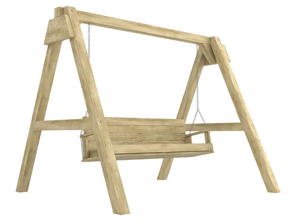 Wooden garden swing bench — Stockfoto