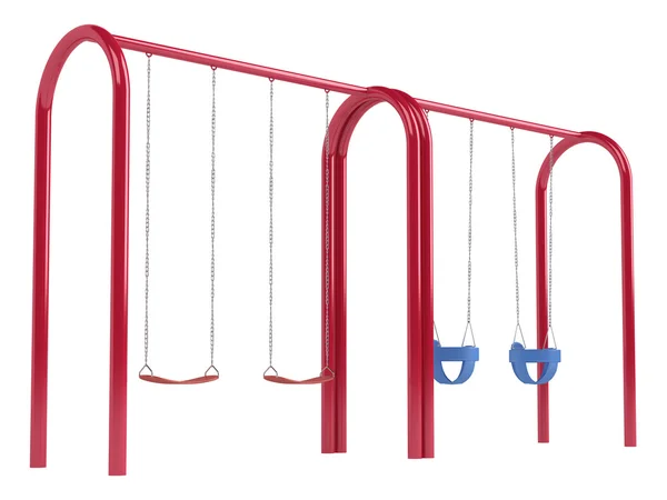 Childrens swings on tubular frame — Stock Photo, Image