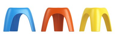 Three colourful modular stools clipart