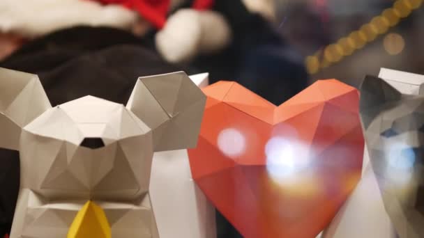 Gifts for Valentine Day, New Year, wedding, birthday. Paper 3D heart for lovers — Wideo stockowe