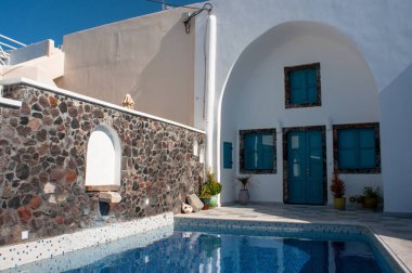 Gündüzleri Santorini Yunan takımadalarının manzarası.