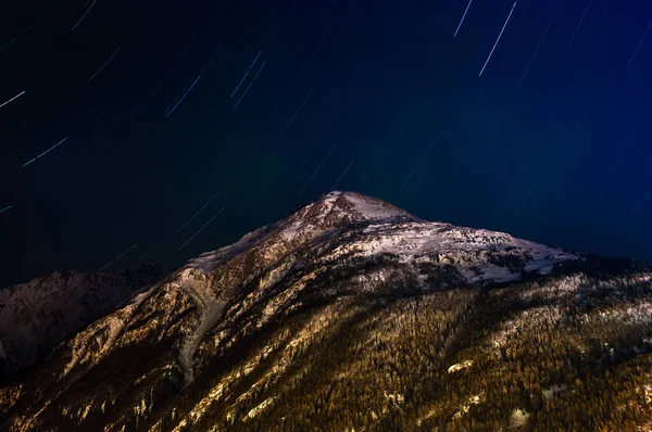 Estación Esquí Soelden Una Noche Oscura — Foto de Stock