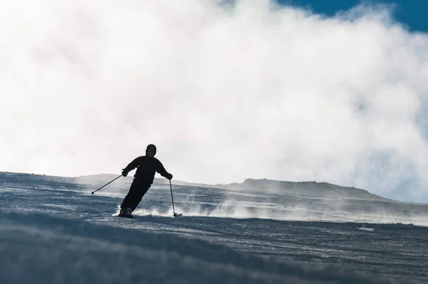 Esquiador Desciende Una Pendiente Glaciar Hintertux — Foto de Stock