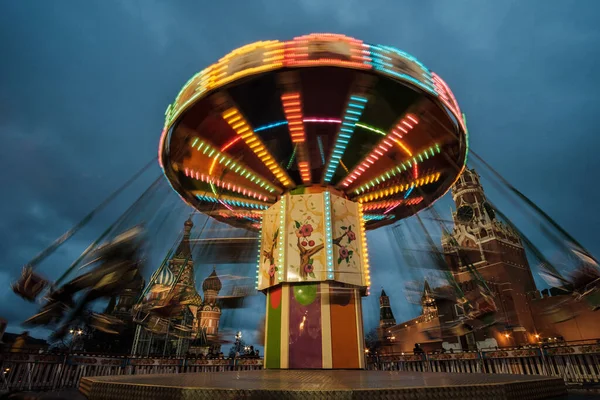 Carousel Front Spasskaya Tower Basil Cathedral — Stock Photo, Image