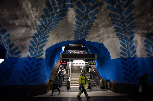 スウェーデンのストックホルム 2021年10月3日 信じられないほど美しい地下鉄内 — ストック写真