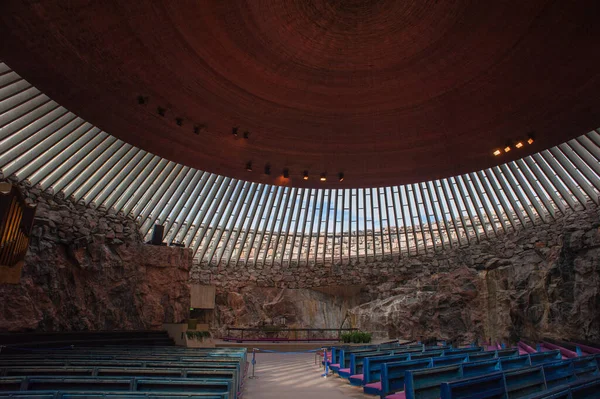 Dentro Igreja Kampin Kappeli Silêncio Helsinque — Fotografia de Stock