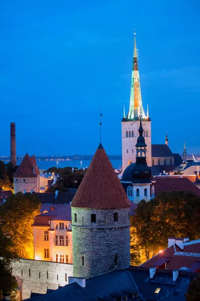 Vista Noturna Centro Histórico Tallinn — Fotografia de Stock