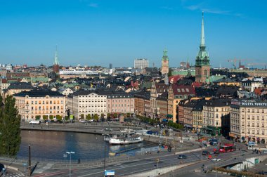 STOCKHOLM, SWEDEN - 3 Ekim 2021: Gözlem güvertesinden Stockholm 'ün Eski Kasabası.