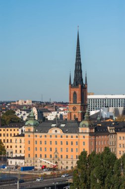 Gözlem güvertesinden Stockholm 'ün Eski Şehir manzarası.