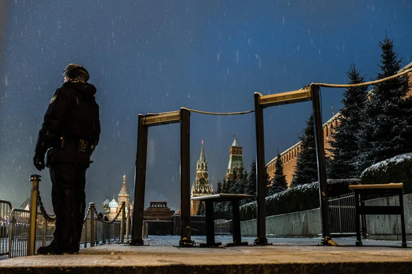 Polícia Frente Praça Vermelha Moscovo — Fotografia de Stock