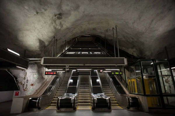 Stockholm Rússia Outubro 2021 Dentro Metrô Incrivelmente Bonito — Fotografia de Stock