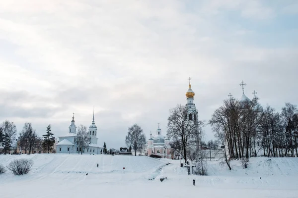 Zimní Pohled Vologdu Kremlin Časně Ráno — Stock fotografie