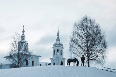 Sabahın erken saatlerinde Vologda Kremlin 'in kış manzarası