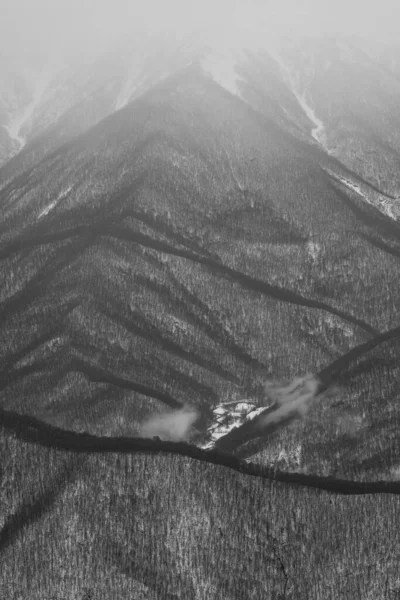 Piste Montagna Krasnaya Polyana Durante Nevicata — Foto Stock