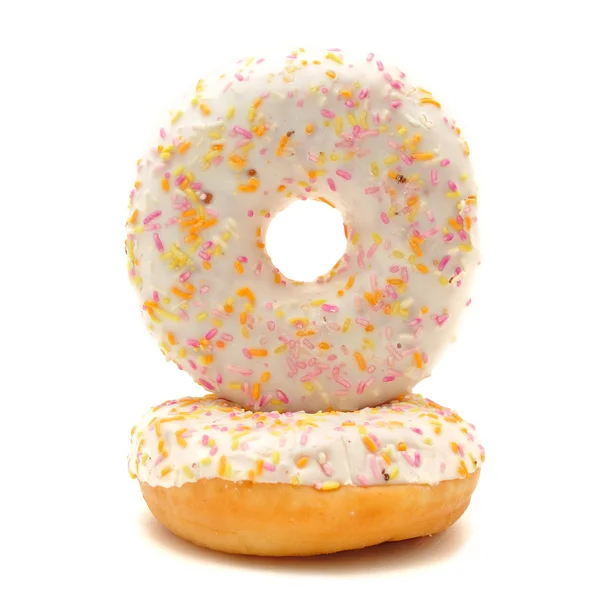白い背景でおいしい甘いドーナツ — ストック写真