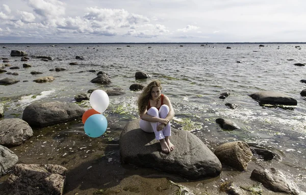 Chica con globos — Foto de Stock