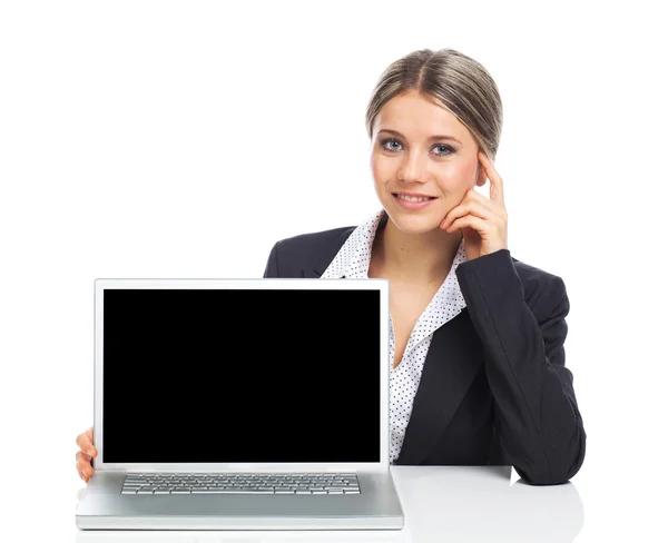 Business woman and laptop — Stock Photo, Image