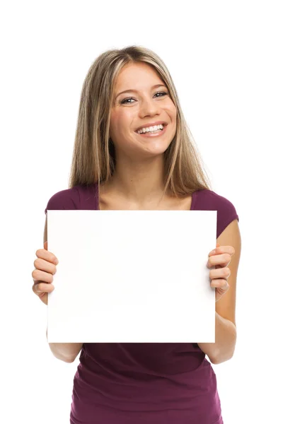 Big smile and blank signboard Royalty Free Stock Photos