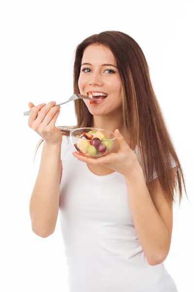 Frutas y sonrisa hermosa — Foto de Stock