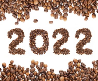 Kahve çekirdekleri Mutlu Noeller ve 2022 Mutlu yıllar, yakın çekim