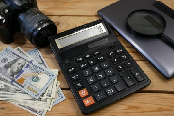 Calculadora Jóias Câmera Foto Vídeo Dinheiro Clientes Compram Vendem Metais — Fotografia de Stock