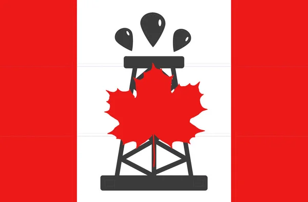 Canada Vlag Olie Derrick Symbool Silhouet Van Olie Boren Pomp — Stockfoto