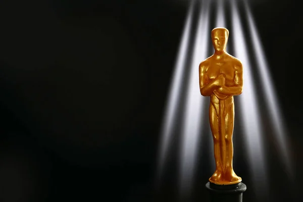 Estatua Del Premio Óscar Oro Hollywood Concepto Éxito Victoria Primer — Foto de Stock