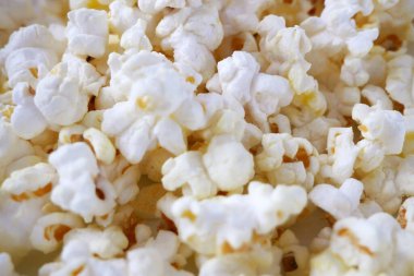 Lezzetli patlamış mısır arka plan görüntüsü, soyut mısır dokusu, yakın plan