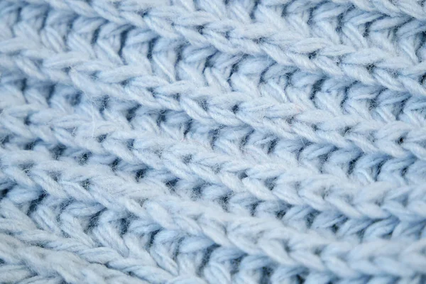 Details Aus Gestricktem Wollstoff Blauer Textiler Hintergrund Wolltextur Hintergrund Gestricktes — Stockfoto