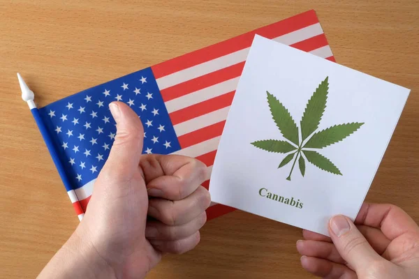 American Usa Flag Cannabis Image Legal Hemp Marijuana Concept Medical — Stock Photo, Image