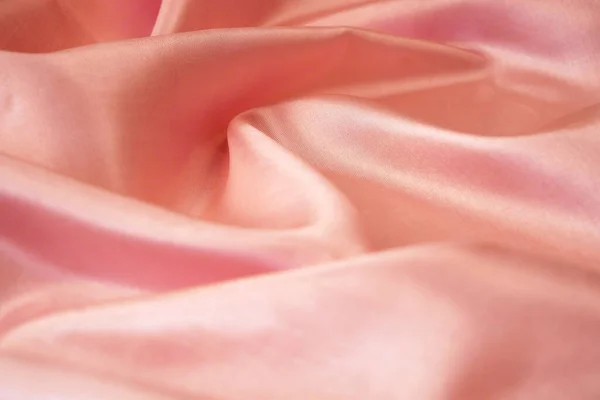 Világos Rózsaszín Szövet Textúra Selyem Háttér Felület Közelkép — Stock Fotó