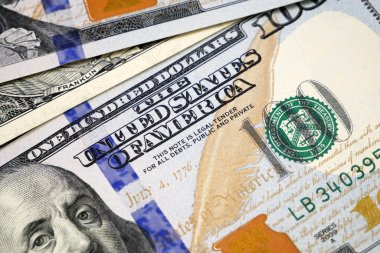 Dolar banknotları. Mali ve döviz konsepti, yakın plan, makro