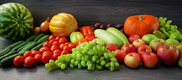 Багато Різних Фруктів Овочів Зелений Магазин Здоровий Свіжий Колір Фруктів — стокове фото